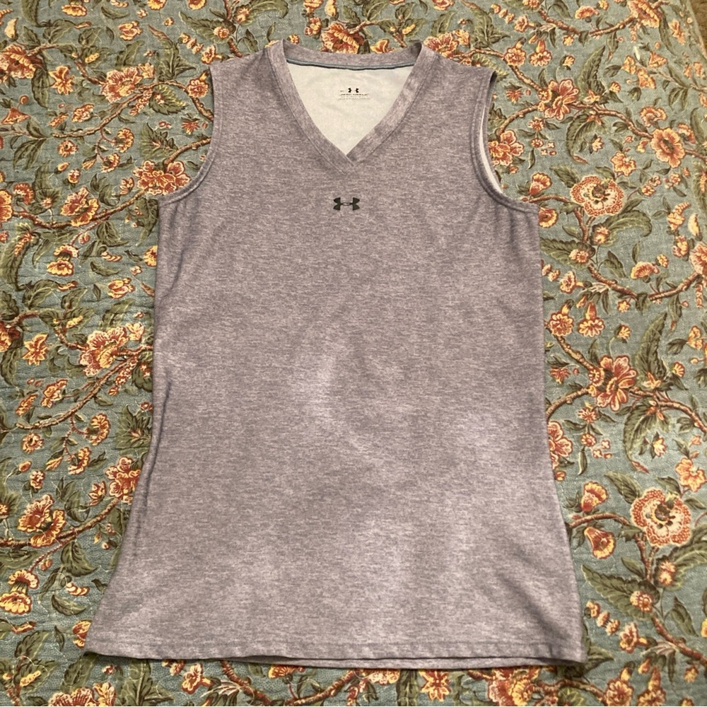 Under Armour Heather Gray Sleeveless Stretch Athletic Tank Top Womens Small